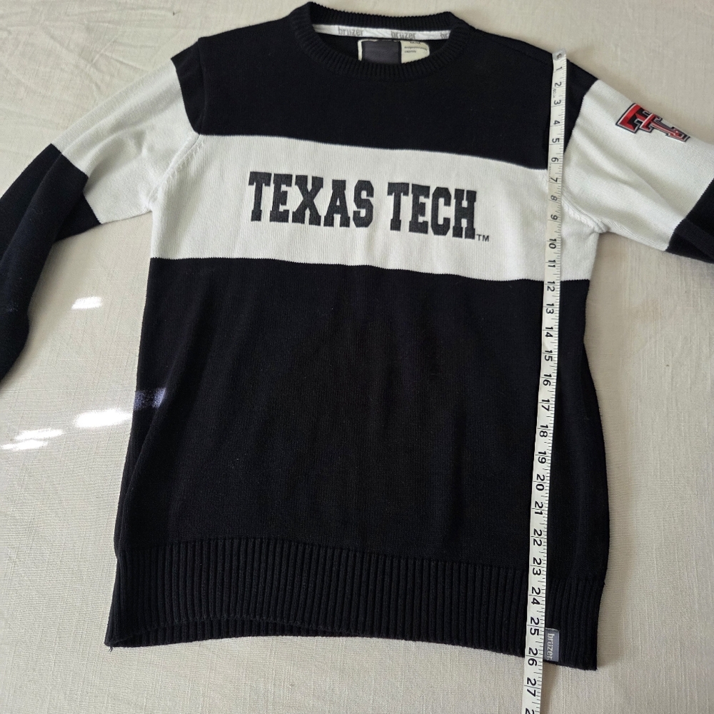 Texas Tech Bruzer Black and White Knit Men's Sweater 100% Cotton Medium - Picture 6 of 9